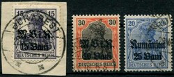 1917-18, 3 Freimarken sauber gest. lose bzw. auf Briefstück, ...