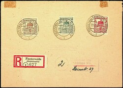 FINSTERWALDE, 1946, 10, 30 und 42 Pf. Wiederaufbau, auf ...