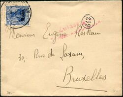 1916, 25 C Freimarke, auf Brief nach Brüssel, zensiert
