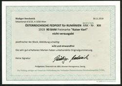 1918, 90 B. Feldpostmarke, VB, Echt und Einwandfrei, Befund Soecknick ...