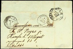 1860, 3 Gr., vollrandig, auf Faltbrief mit blauem K1 "Hameln-12.8." ...