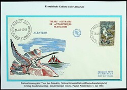 1968, 20 F. Albatros aus der Serie Tiere der Antarktis, Ersttagsbrief ...