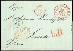 "FRANKFURT" 1946, 2 Briefe mit großem roten Zweikreisstempel nach ...