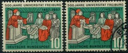 1957, 10 Pf. Uni Freiburg, gest. Marke mit Plattenfehler II und ...