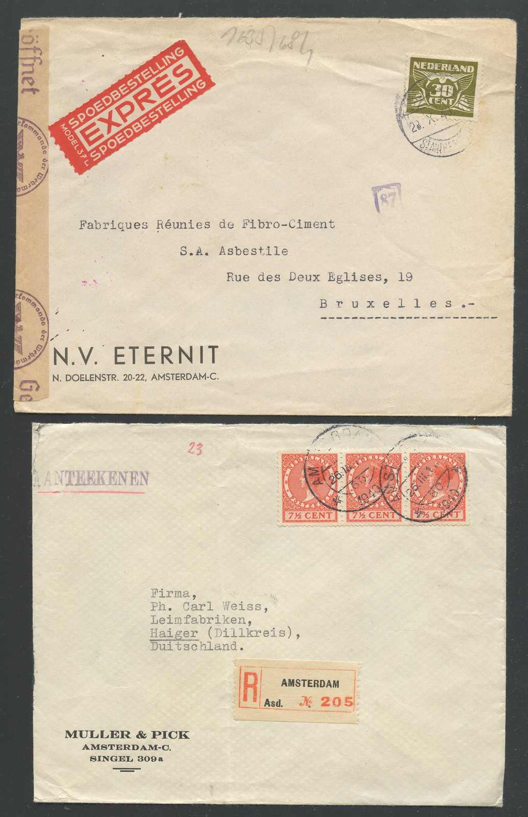 1940-1944, 16 Bedarfsbelege mit Zensuren, viel OKW, nach D, CH, etc. ...