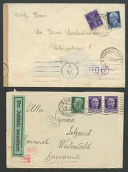 1922-1943, 17 Bedarfsbelege, dabei Zensuren, u.a. R, Express, viel ...