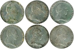 1792/1796, 6x 1 Kronentaler, 1x Leopold und 5x Franz, Erh. ss siehe ...