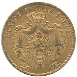 1868, 20 Fr. Gold, Leopold II, 5,8 gr. fein, Erh. ss