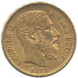 1871, 20 Fr. Gold, Leopold II, 5,8 gr. fein, Erh. ss