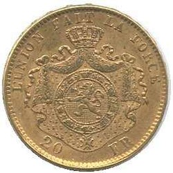 1871, 20 Fr. Gold, Leopold II, 5,8 gr. fein, Erh. ss