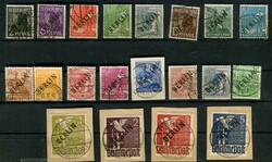 1948, Schwarzaufdruck, kpl. Satz, Markwerte je auf Briefstück mit ...