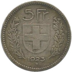 1923, 5 Fr. Silber Hirtenbüste, 25 gr., etwas Gebrauchspuren, ...