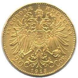 1915, 20 Kr. Gold, Franz Josef, Erh. vzAutomatically generated ...