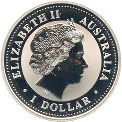 AUSTRALIEN: 2002, 1 Dollar, 1 Oz. Silber, Lunar I "Pferd" in Kapsel, ...