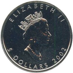 KANADA: 2002, 5 Dollar, 1 Oz. Silber, Maple Leaf "Ahornzweig im ...