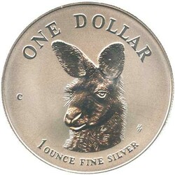 AUSTRALIEN: 1995, 1 Oz. Silber Kangaroo, 3.Ausgabe, in orig. Kapsel, ...