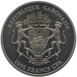 GABUN: 2023, 1000 Fr. 1 Oz. Silber, Springbok, mit Gold und Ruthenium ...