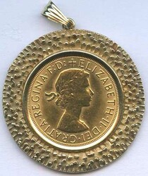 1967, 1 Pound Gold, Sovereign, in Fassung für Halskette (585er), ...