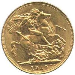 1919, 1 Pound Gold (Sovereign), George V, Prägung "P" Perth, Erh. vz