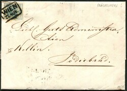 1850, 9 Kr. Freimarke, vollrandige Marke auf Brief aus 1851 mit ...