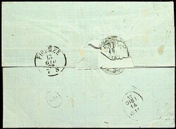 1867, 3 So. grün und 2 x 10 So. blau, auf Brief aus Smirne nach ...