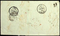 1859, Taxstempel "15" und schwarzer Ra1 "Franco" auf unfrankierten ...