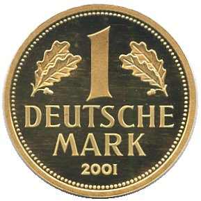 2001, 1 DM Goldmark Prägung "D" in orig. Kapsel, Erh. st