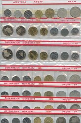 1974-1981, 9x KMS in Orig.-Verpackung MünzeÖsterreich, Jahr 1974 2x ...