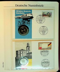 1985-90, 2 Ringbinder mit Numisbriefen Bund und DDR, dabei 157,-DM