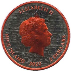 NIUE: 2 Dollar, 1 Oz. Silber, "Welsch Dragon", veredelt mit schwarzem ...