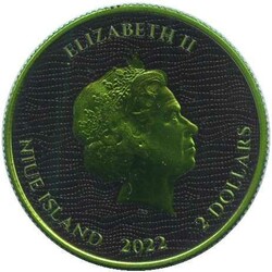 NIUE: 2 Dollar, 1 Oz. Silber, "Welsch Dragon", veredelt mit schwarzem ...