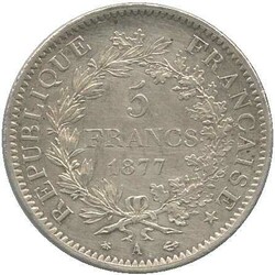 1877 A, 5 Fr. Silber, Hercules, Paris, Erh. vz, 25gr. ...