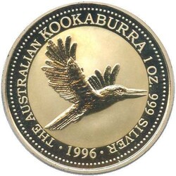 AUSTRALIEN: 1996, 1 Oz. Silber Kookaburra, 7.Ausgabe, in orig. Kapsel ...