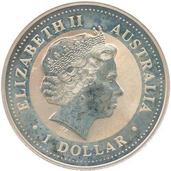 AUSTRALIEN: 2000, 1 Oz. Silber Kookaburra, 11.Ausgabe, min. Tönung, ...