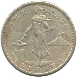 PHILIPPINEN: 1910, 1 Peso Silber, 20 gr., Erh.ss/vz