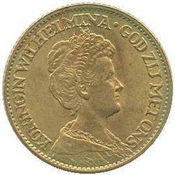 1912, 10 Gulden Gold, Wilhelmina, Erh. vz+Automatically generated ...