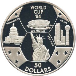 NIUE: 1994, 50 Dollar Silber, Fußball WM in USA, gekapselt in Etui, ...