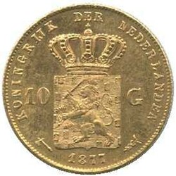 1877, 10 Gulden Gold, König Willem, 6,72 gr. 900ert Gold, Erh. ...