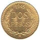 MEXIKO: 1945, 2 Pesos, Gold, Hidalgo, 1,66 gr. 900er, Erh. st