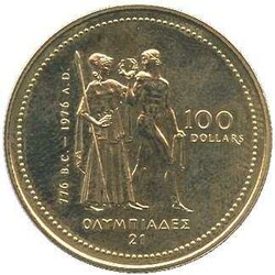 KANADA: 1976, 100 Dollar, Gold, Qlympiade Montreal, 13,337 gr. 583er, ...