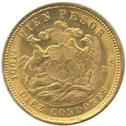 CHILE: 1926, 100 Pesos Gold, erste Ausgabe, Landesname in Serifen, 20 ...