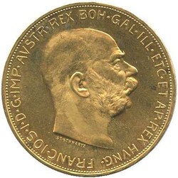 1915, 100 Kronen Gold, Neuprägung, Franz Joseph, rs. gekrönter ...