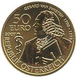 2007, 50 Euro Gold, "Mediziner in Österreich", Gerard van Swieten, ...