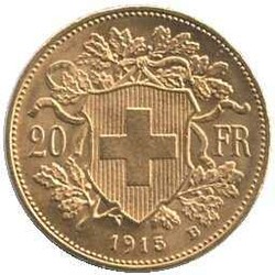 1915, 20 Fr. Vreneli Gold, Erh. vz+Automatically generated ...
