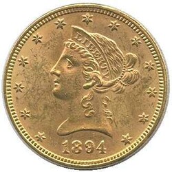 USA: 1894, 10 Dollar Gold, Coronet Head, Philadelphia, 16,72gr. 900er ...