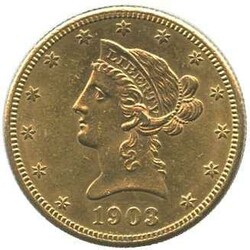 USA: 1903, 10 Dollar Gold, Coronet Head, Philadelphia, 16,72gr. 900er ...