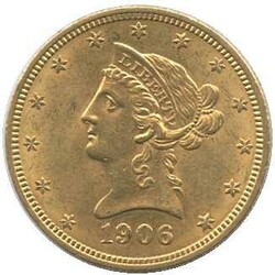 USA: 1906, 10 Dollar Gold, Coronet Head, Philadelphia, 16,72gr. 900er ...
