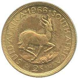 SÜDAFRIKA: 1966, 2 Rand Gold, Springbock, 7,32gr. fein, Erh. ...