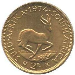 SÜDAFRIKA: 1974, 2 Rand Gold, Springbock, 7,32gr. fein, Erh. ...