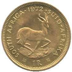 SÜDAFRIKA: 1972, 1 Rand Gold, Springbock, 3,66 gr. fein, Erh. ...
